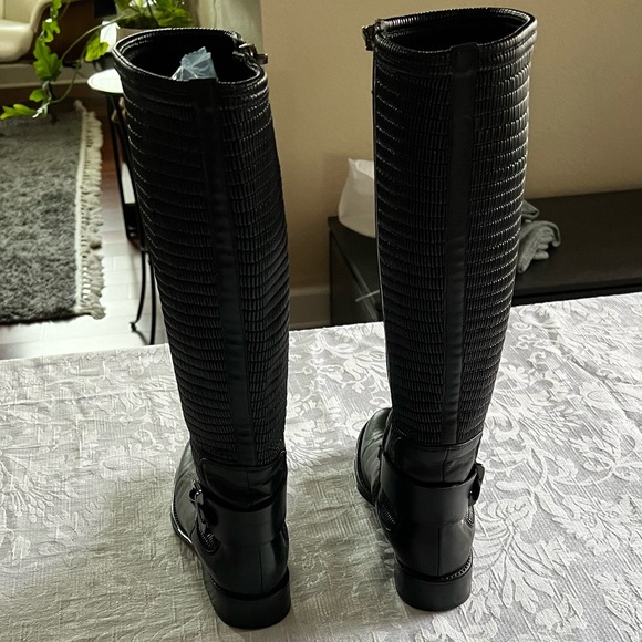 Aquatalia Pleated Accent Leather Knee-High Boots - Picture 5 of 12